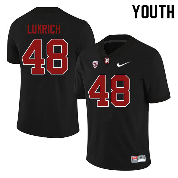 Youth #48 Coco Lukrich Stanford Cardinal College Football Jerseys Sale-Black - Click Image to Close